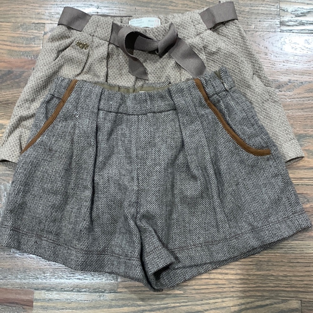 Zara girl size 9-10 2 pairs dressy wool shorts
